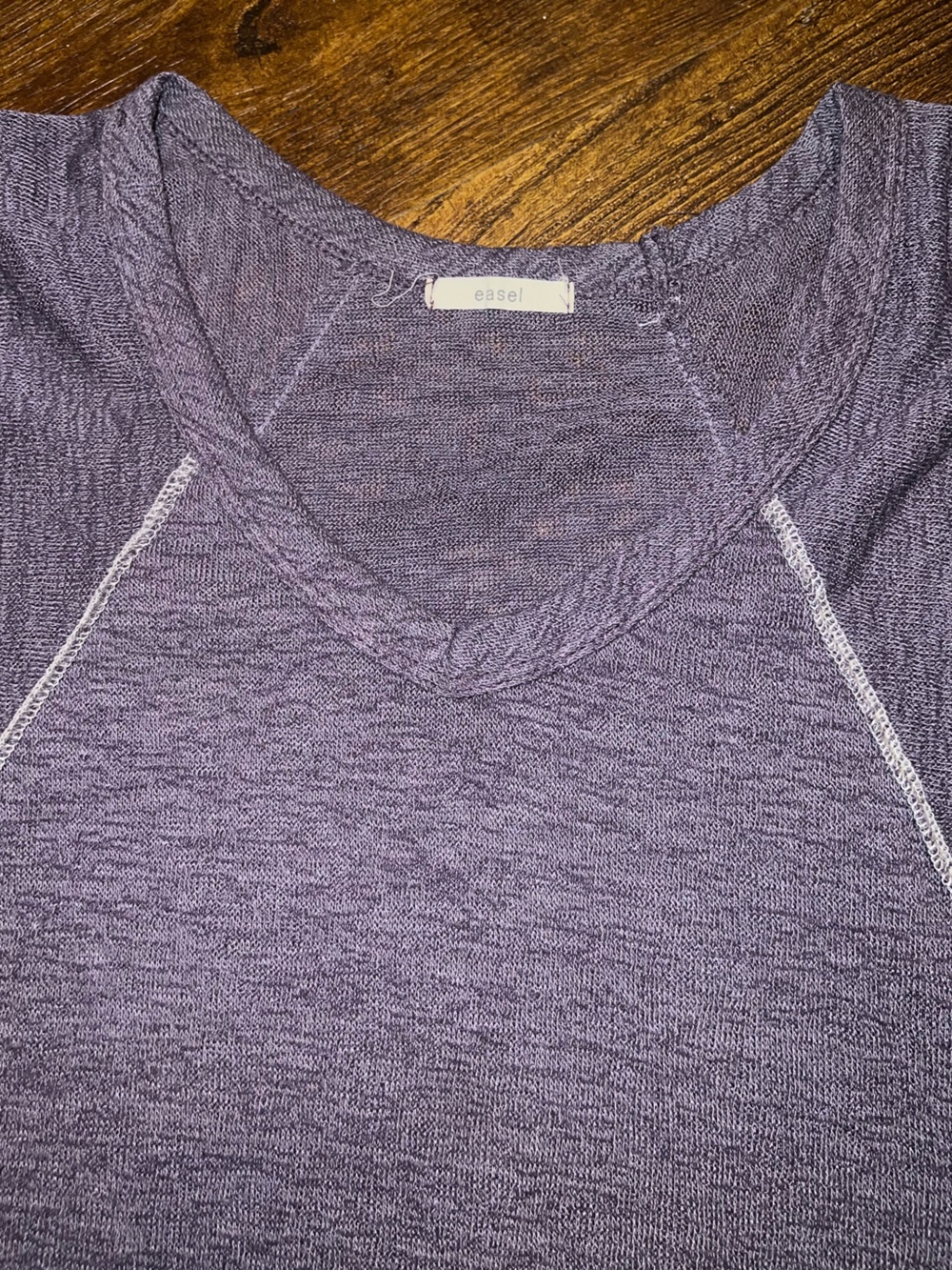 Easel Purple Mineral Wash V-Neck Knit Tunic Short Sleeve Oversized Boho Size M - Picture 5 of 8